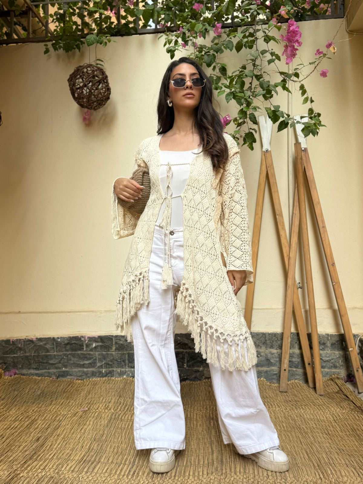 Flora Cotton Crochet Coverup Cardigan