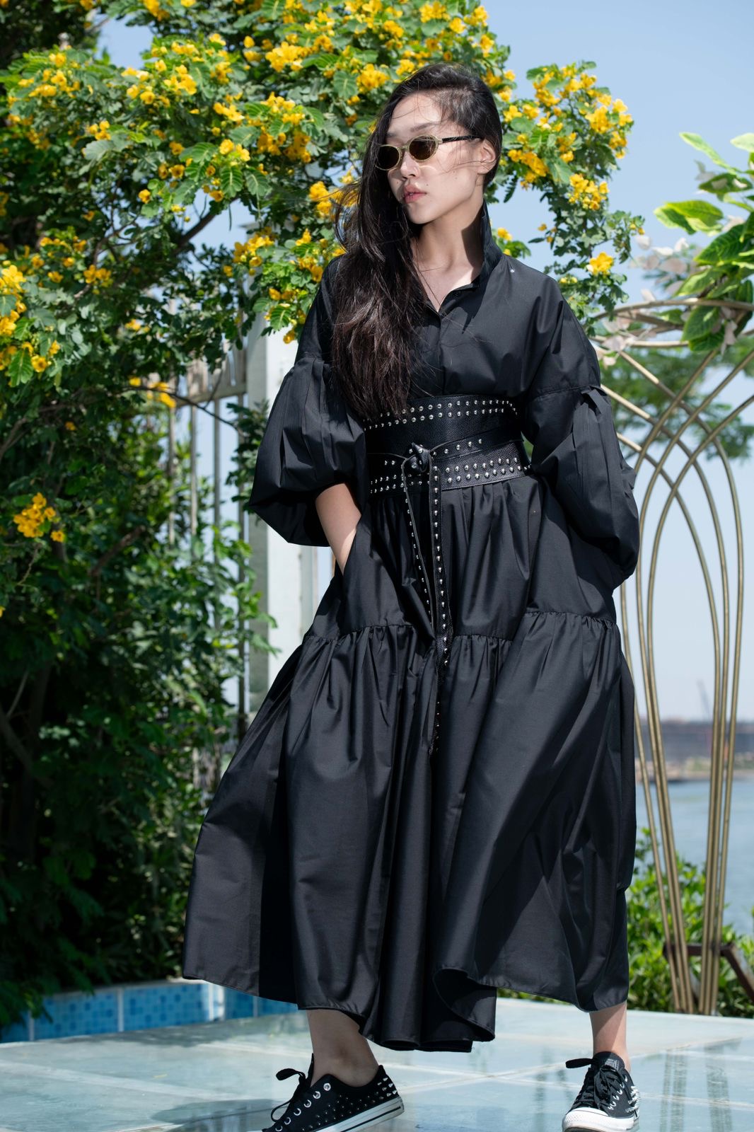 Belted Muse Dress – Black with Black Belt