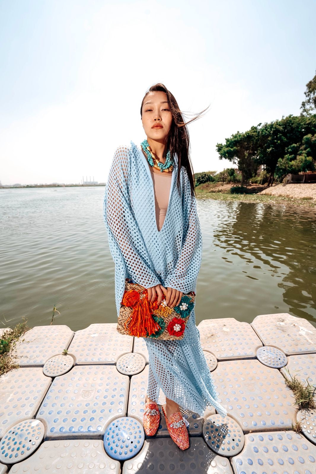 Baby Blue Remal Crochet Cover-Up Dress