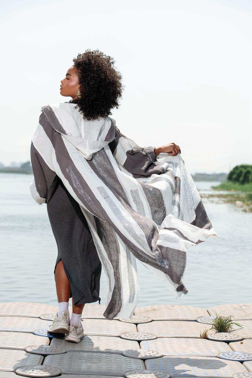 Hoor Cardigan – White & Grey