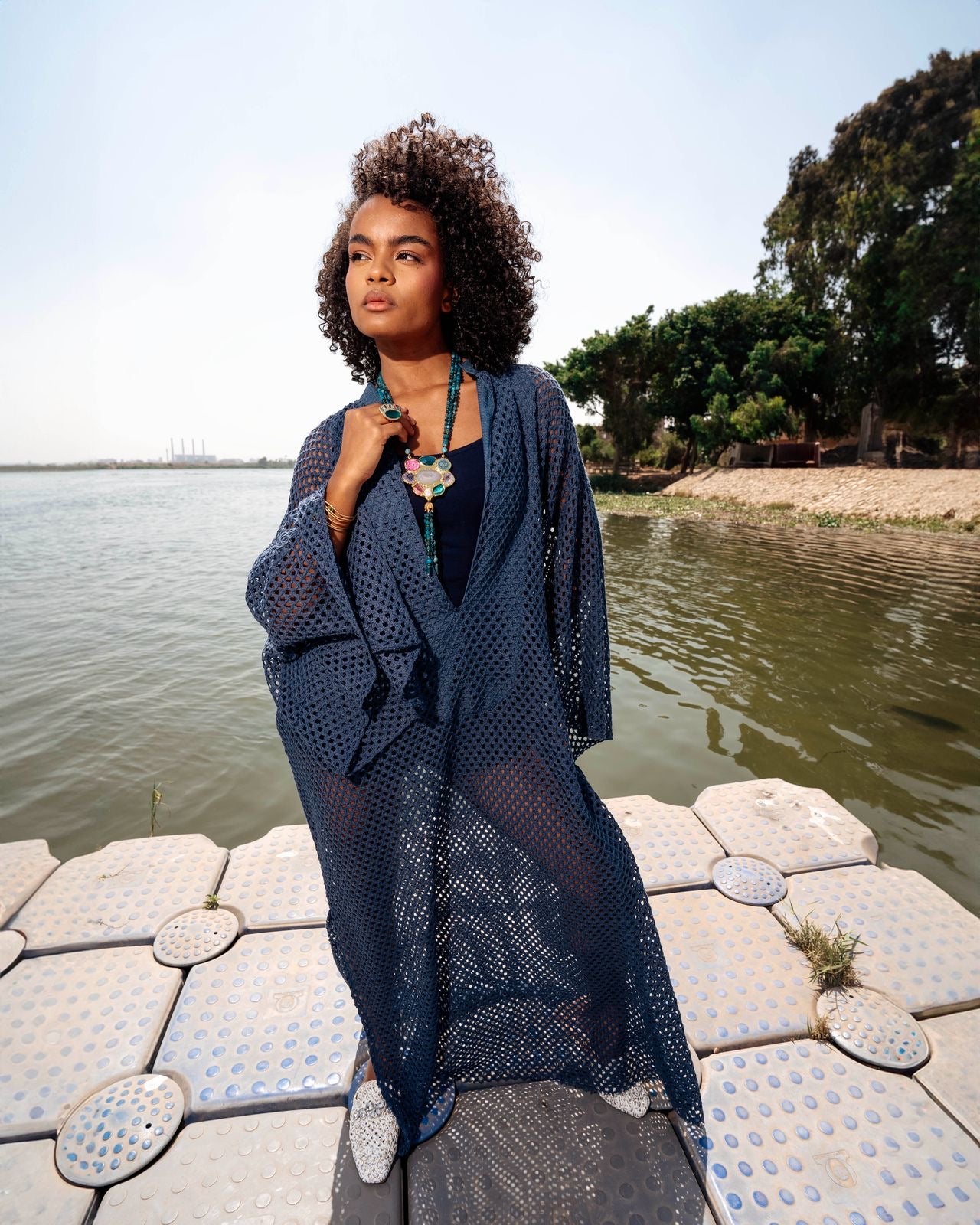 Navy RemalCrochet Cover-Up Dress