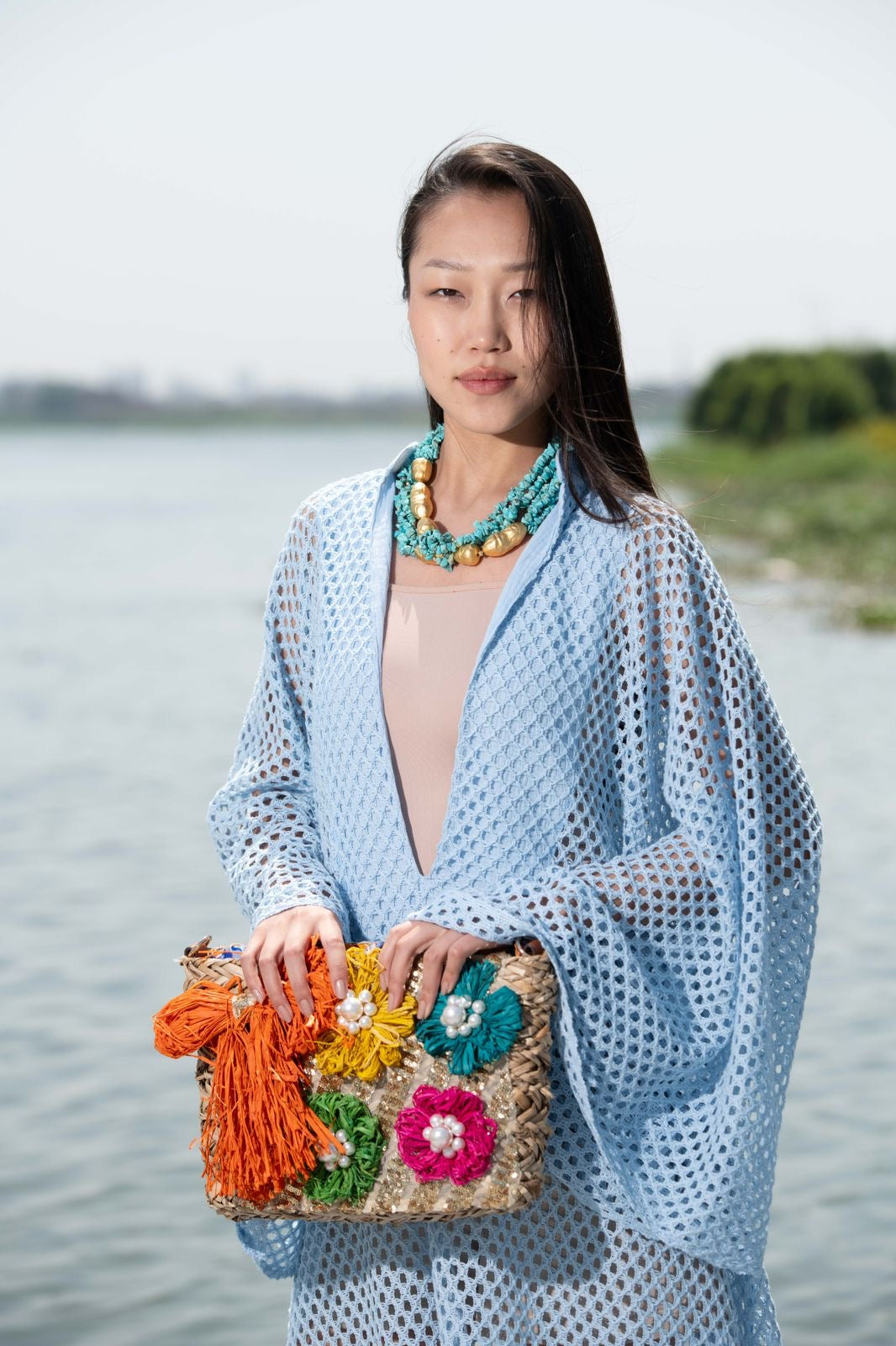 Baby Blue Remal Crochet Cover-Up Dress