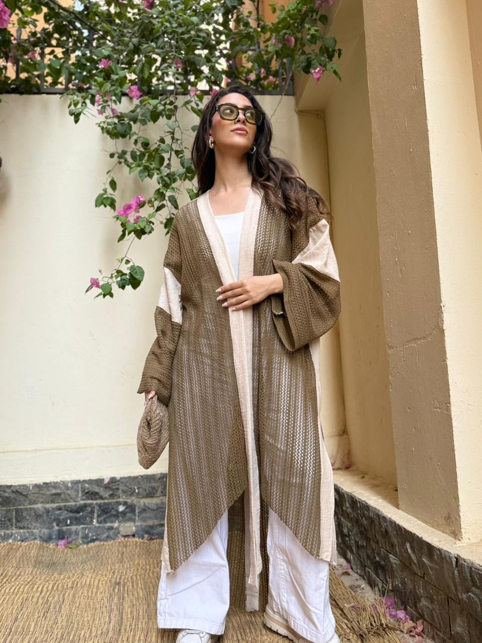 "Solina Linen Crochet Cardigan