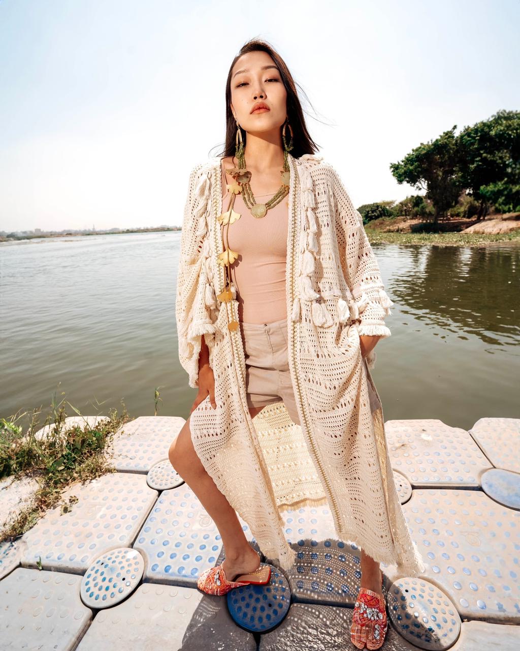 Marina Cardigan – Beige Crochet
