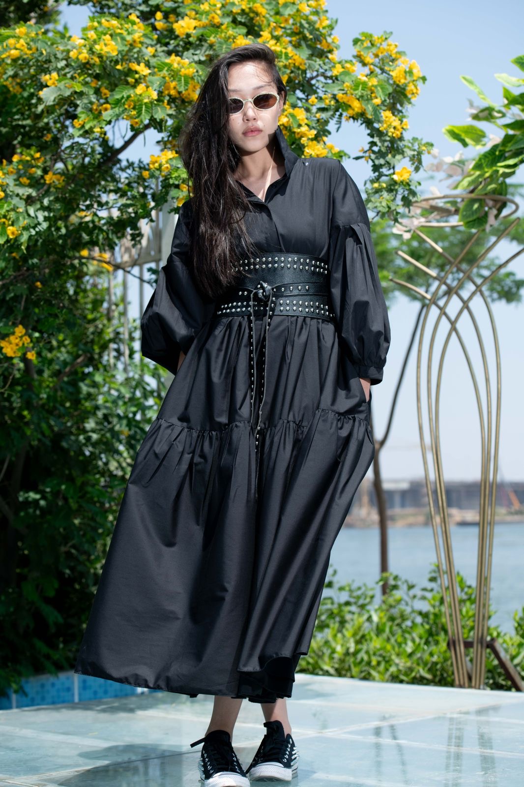 Belted Muse Dress – Black with Black Belt