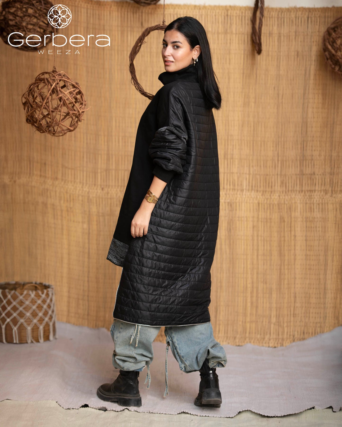 Quilted Cotton Sweatshirt Waterproof and Fur Lining