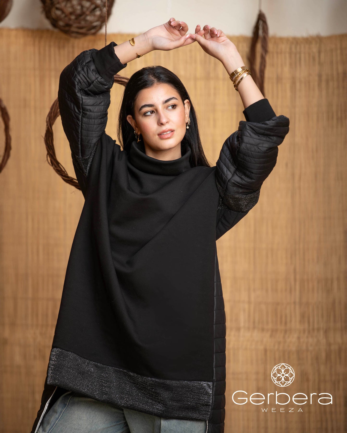 Quilted Cotton Sweatshirt Waterproof and Fur Lining