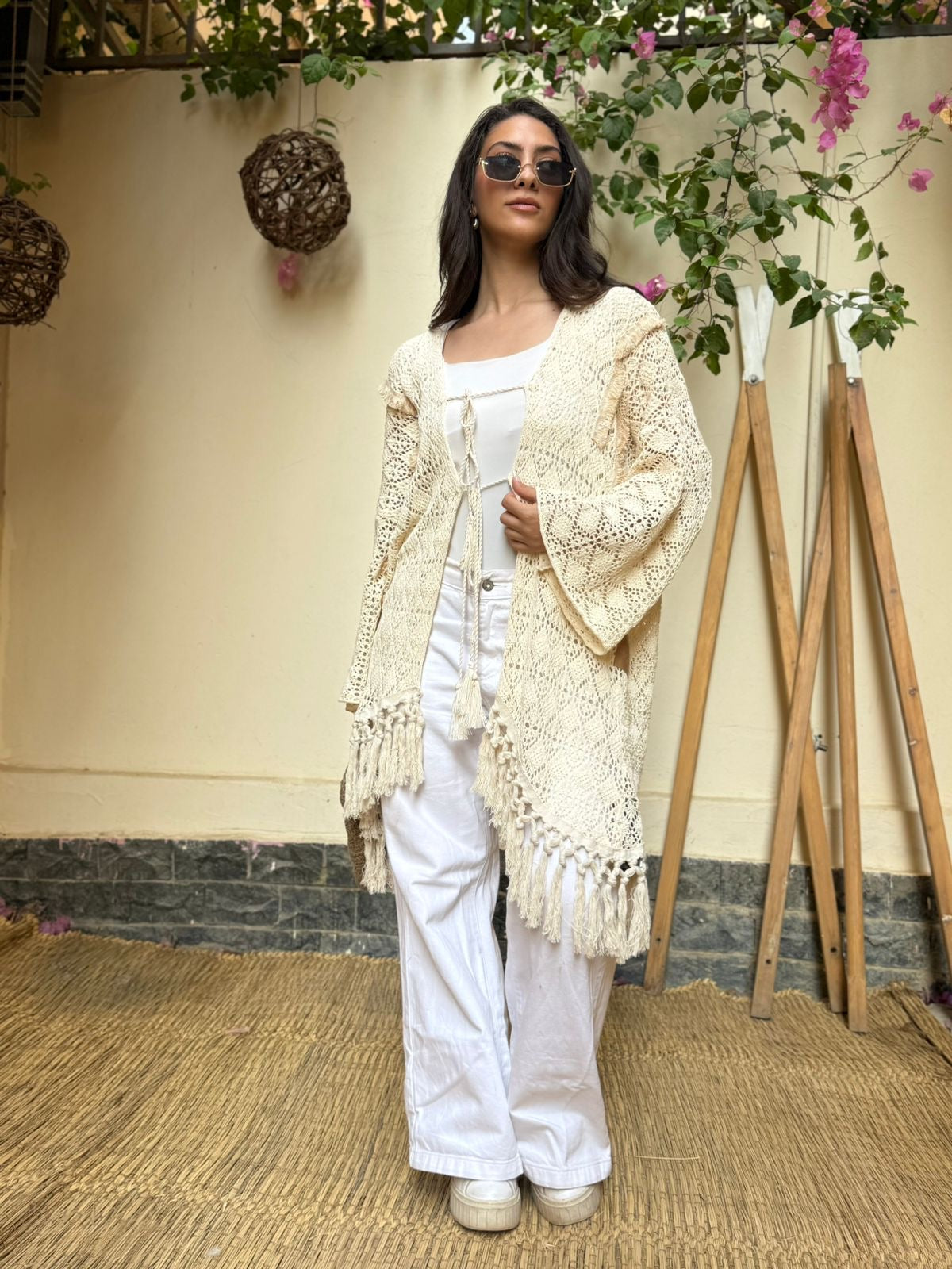 Flora Cotton Crochet Coverup Cardigan