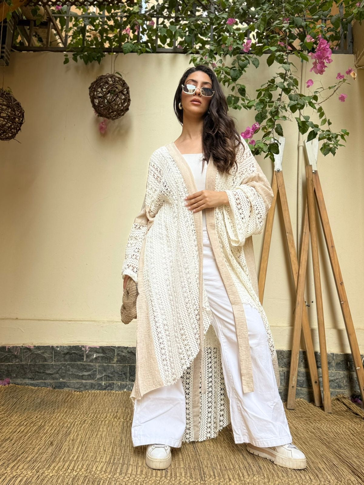 Serena Linen Crochet Cardigan