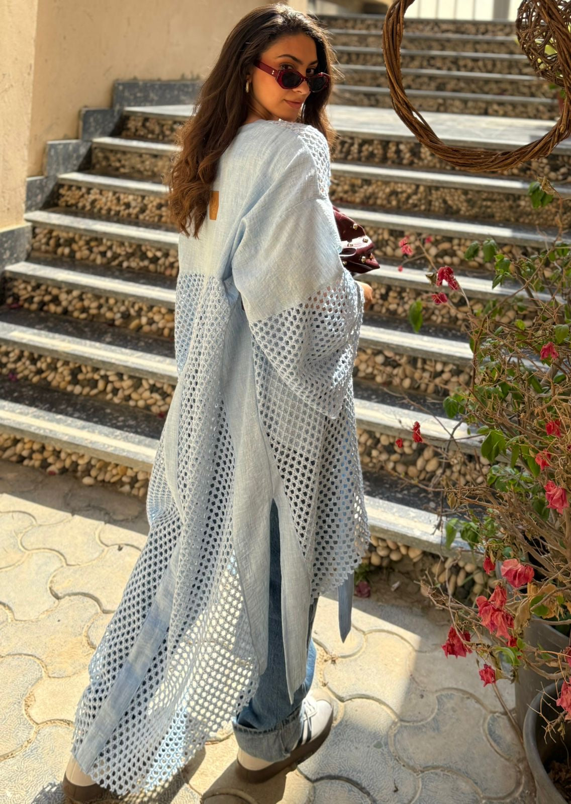 Flavia Linen Crochet Cardigan