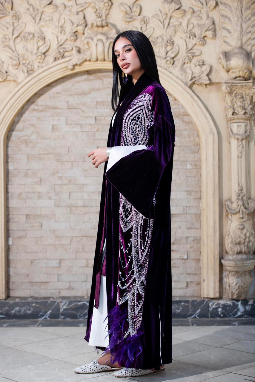 Muhra maroon kaftan
