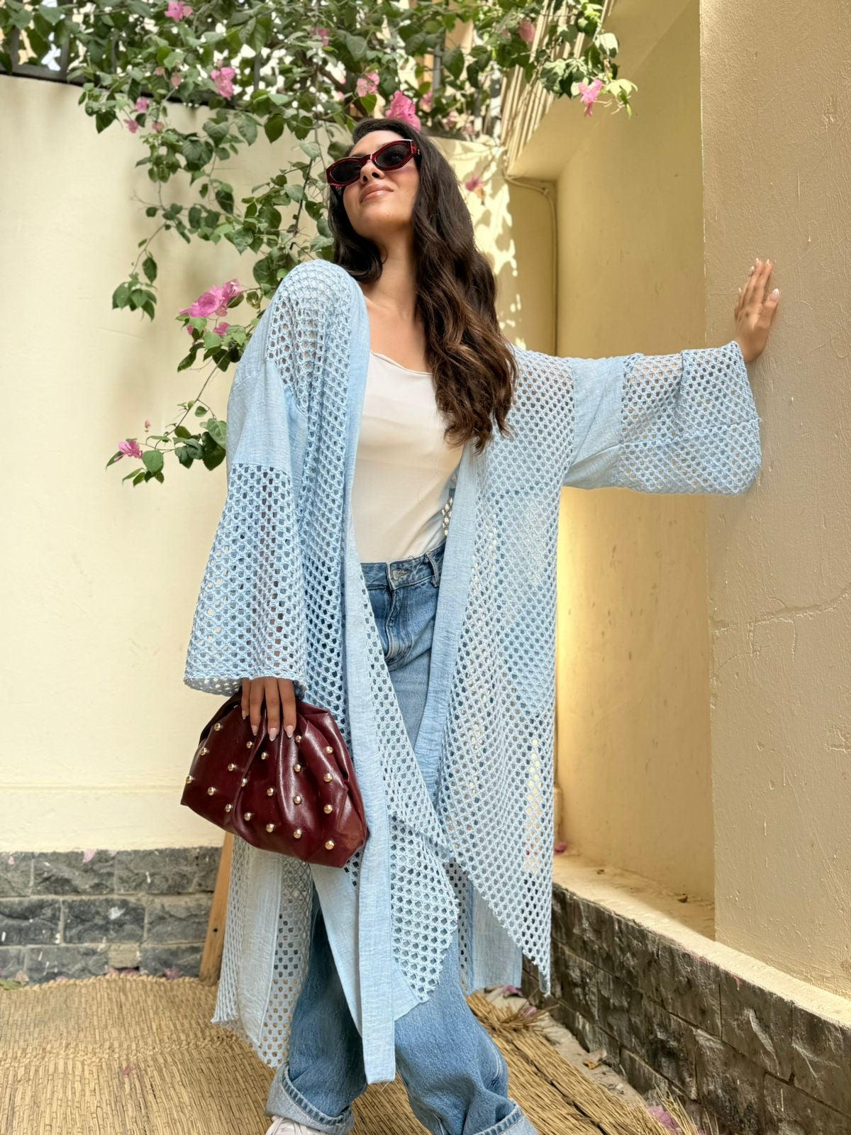 Flavia Linen Crochet Cardigan