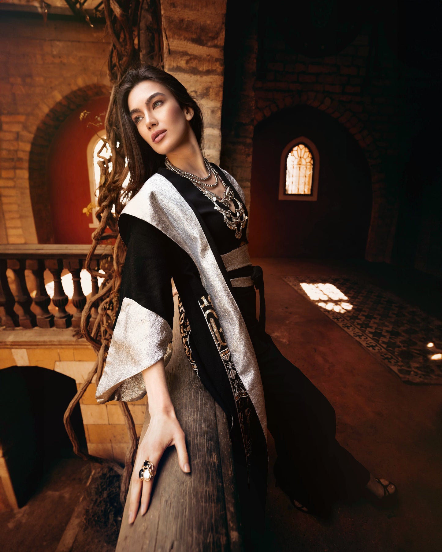 Bilsan Black Kaftan – Hand-Embroidered Luxury