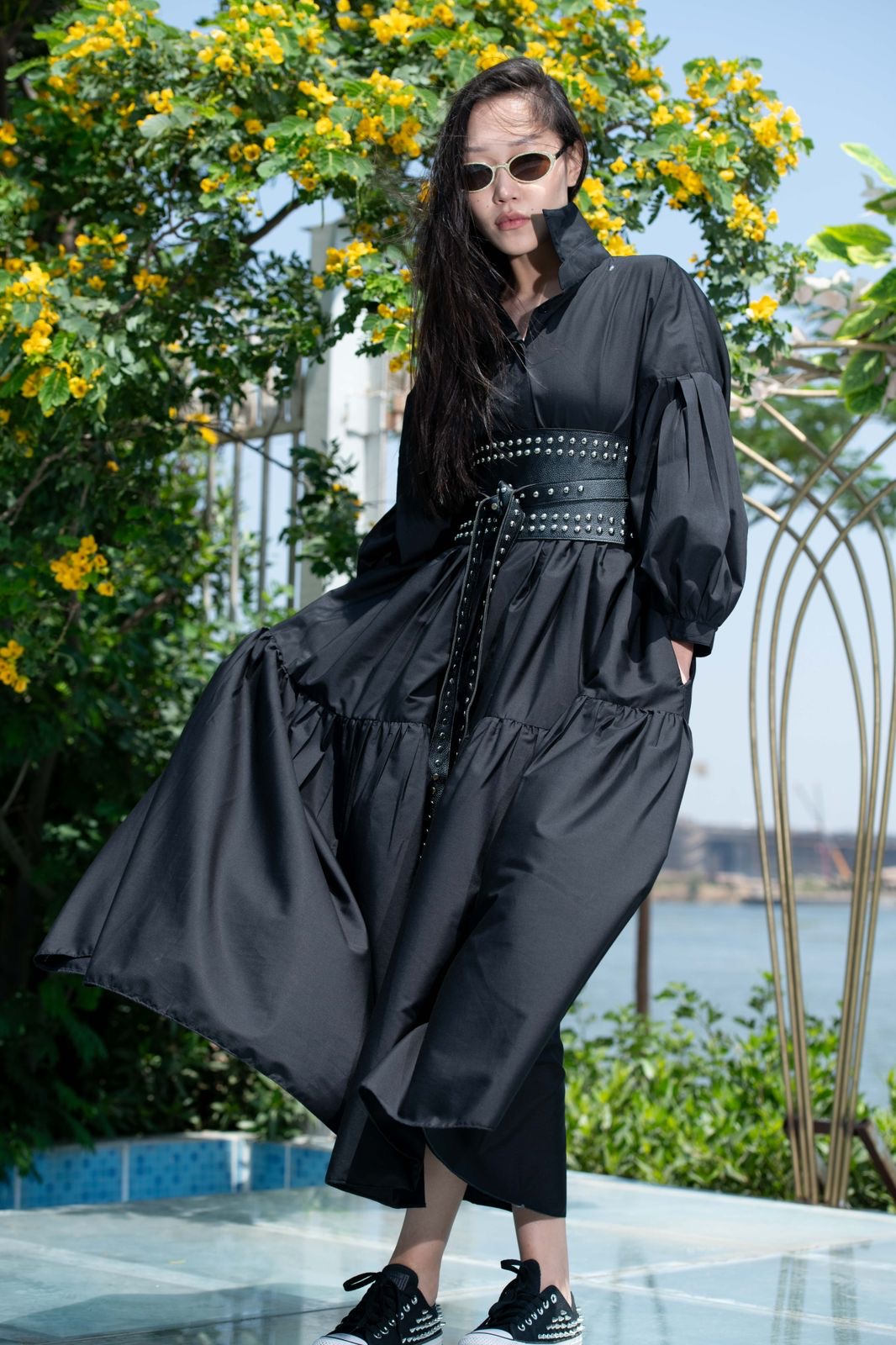 Belted Muse Dress – Black with Black Belt