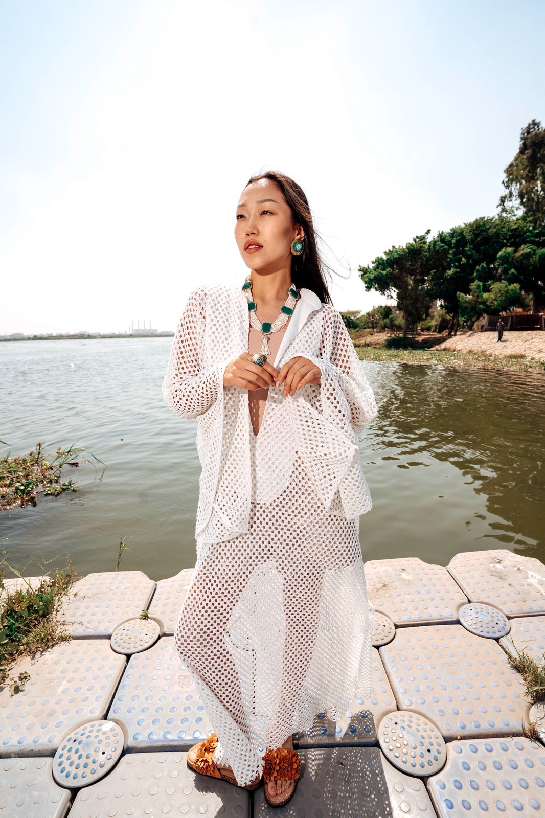 Remal white Crochet Cover-Up Dress