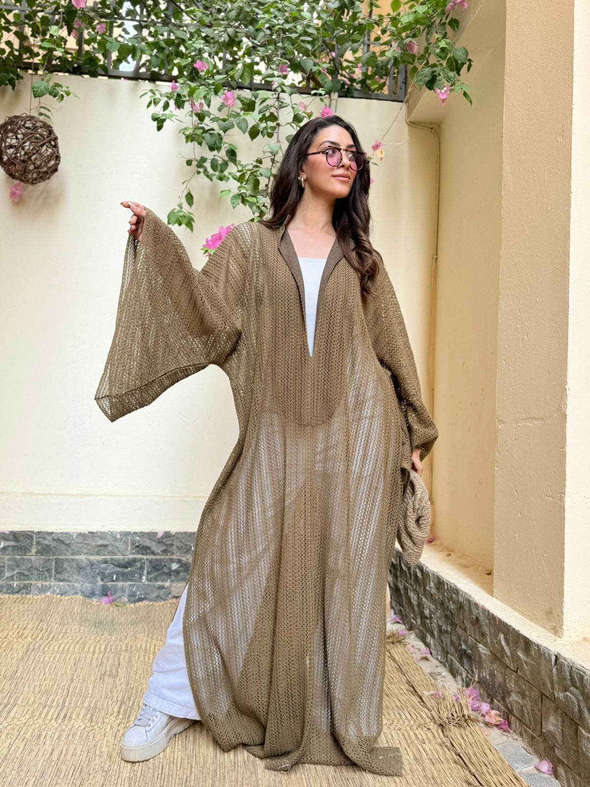 Remal Crochet Coverup Dress – Olive Brown