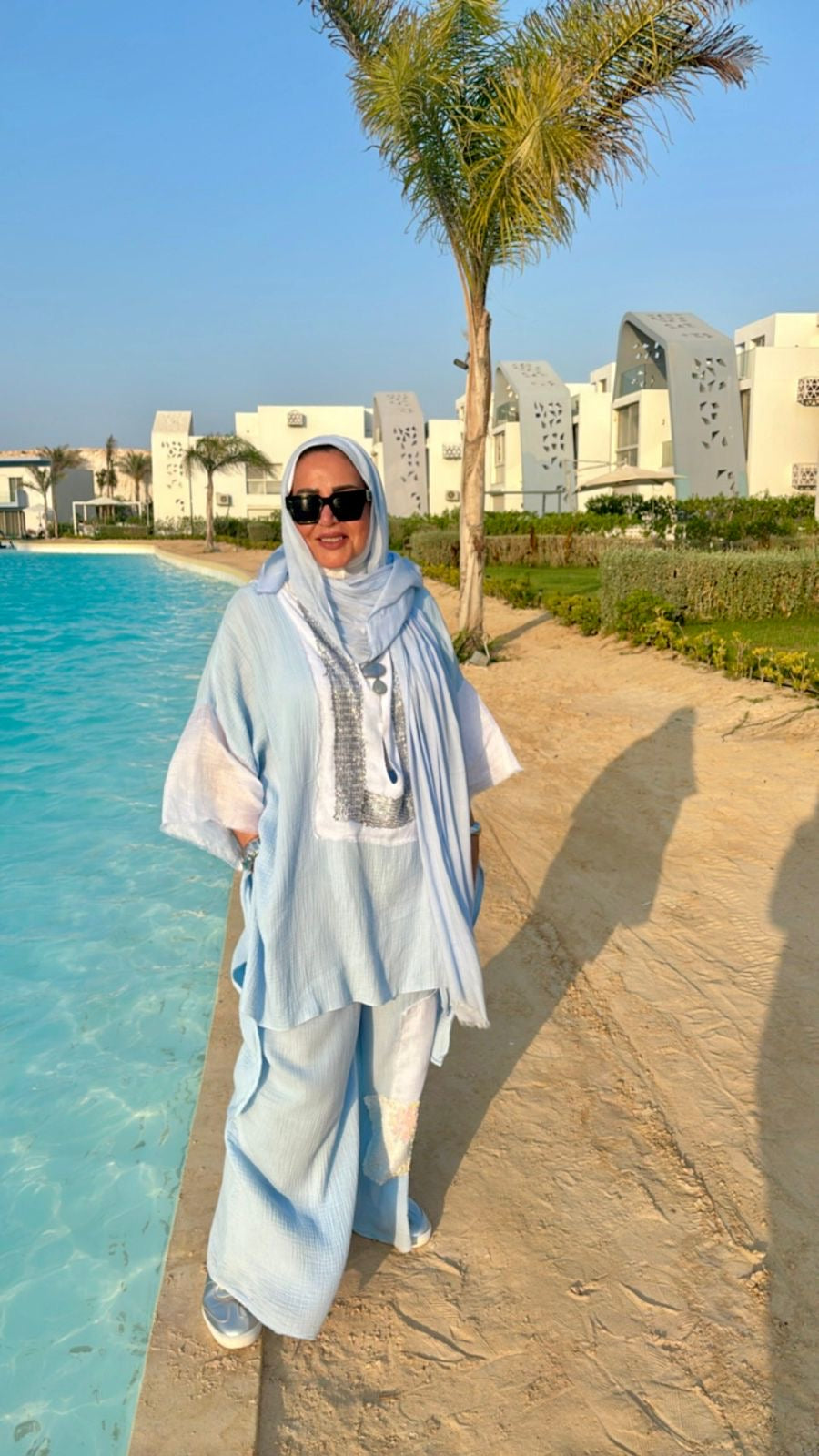 Baby blue linen suit