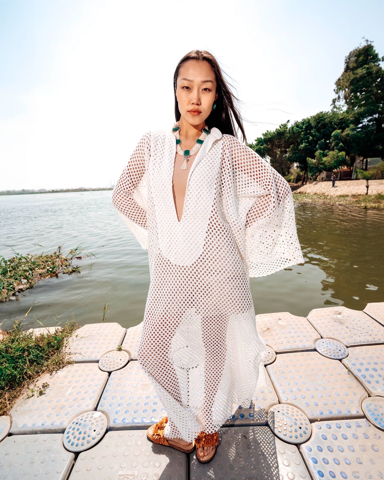 Remal white Crochet Cover-Up Dress