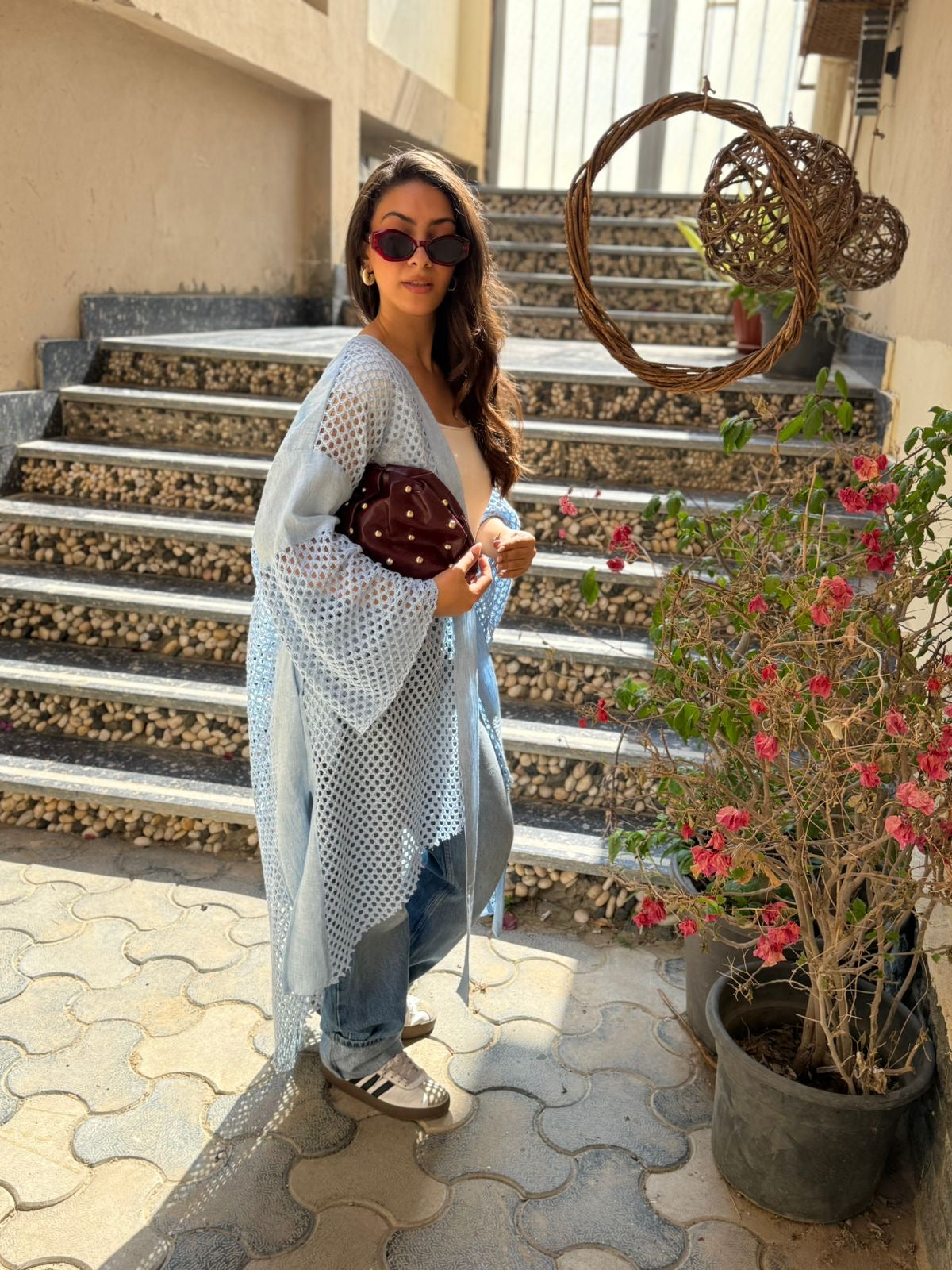 Flavia Linen Crochet Cardigan