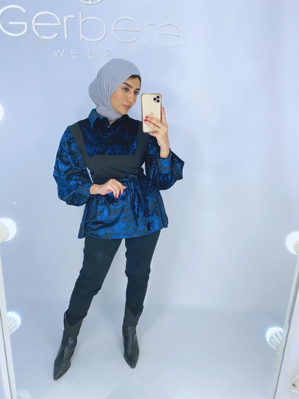 Winter Velvet-Cotton Blouse