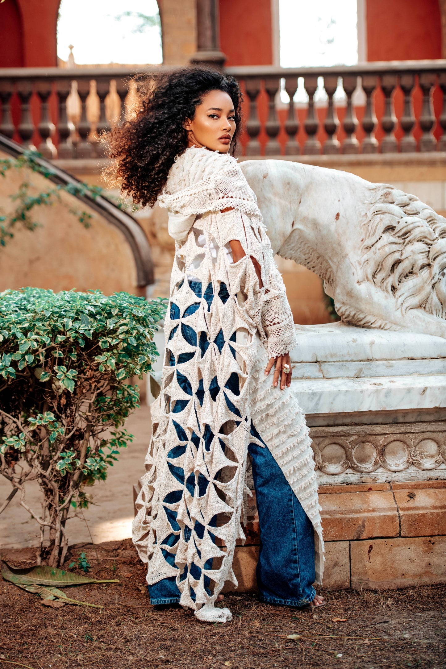 Samra Hand-Crocheted Linen Kaftan