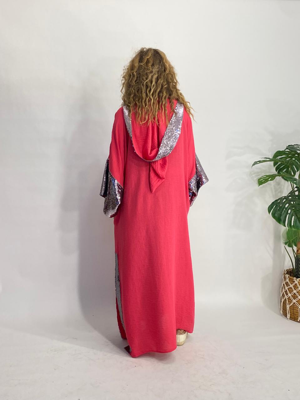 Linen Dress with Sequin Accents