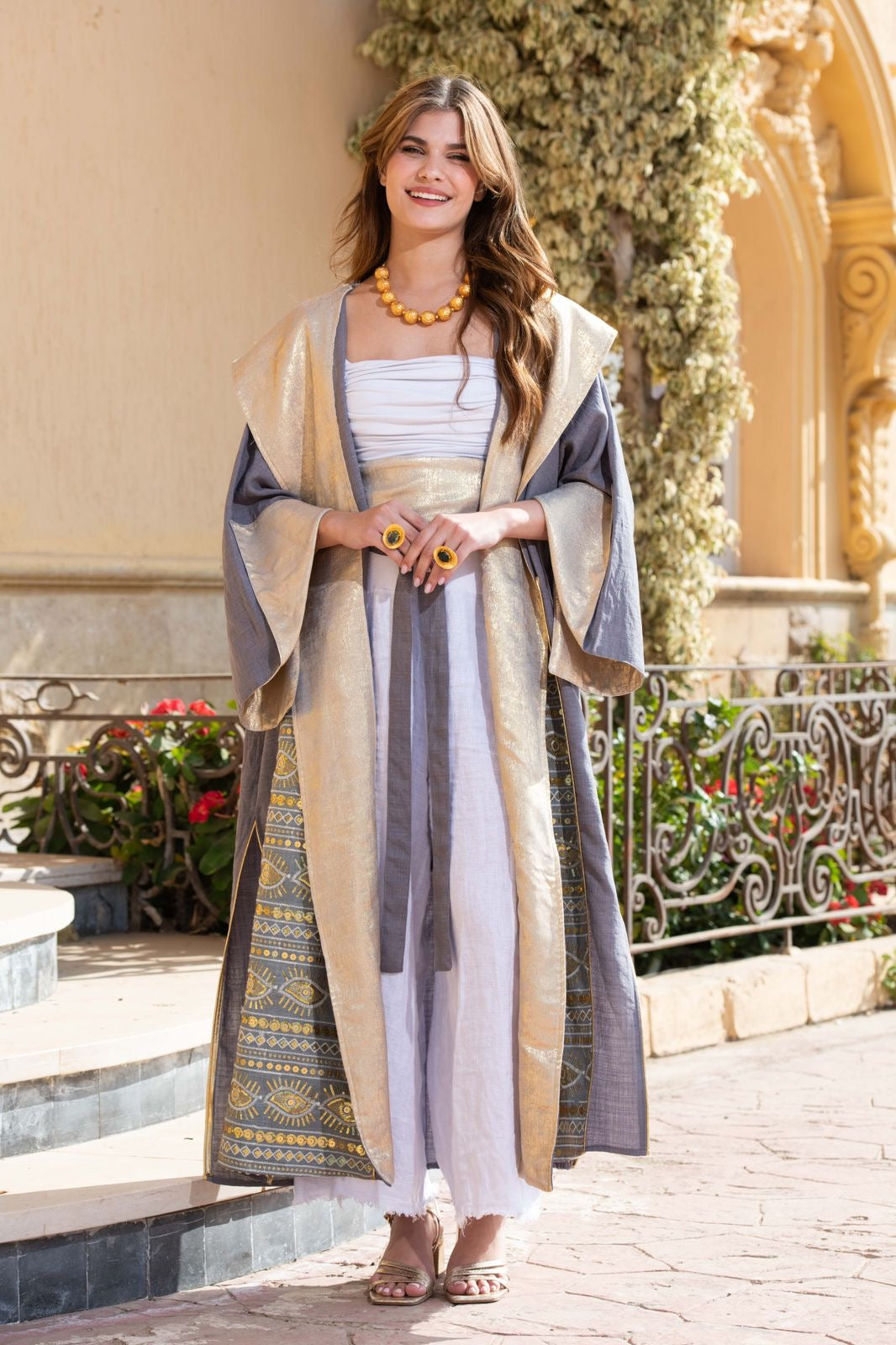 Iris gray kaftan with belt