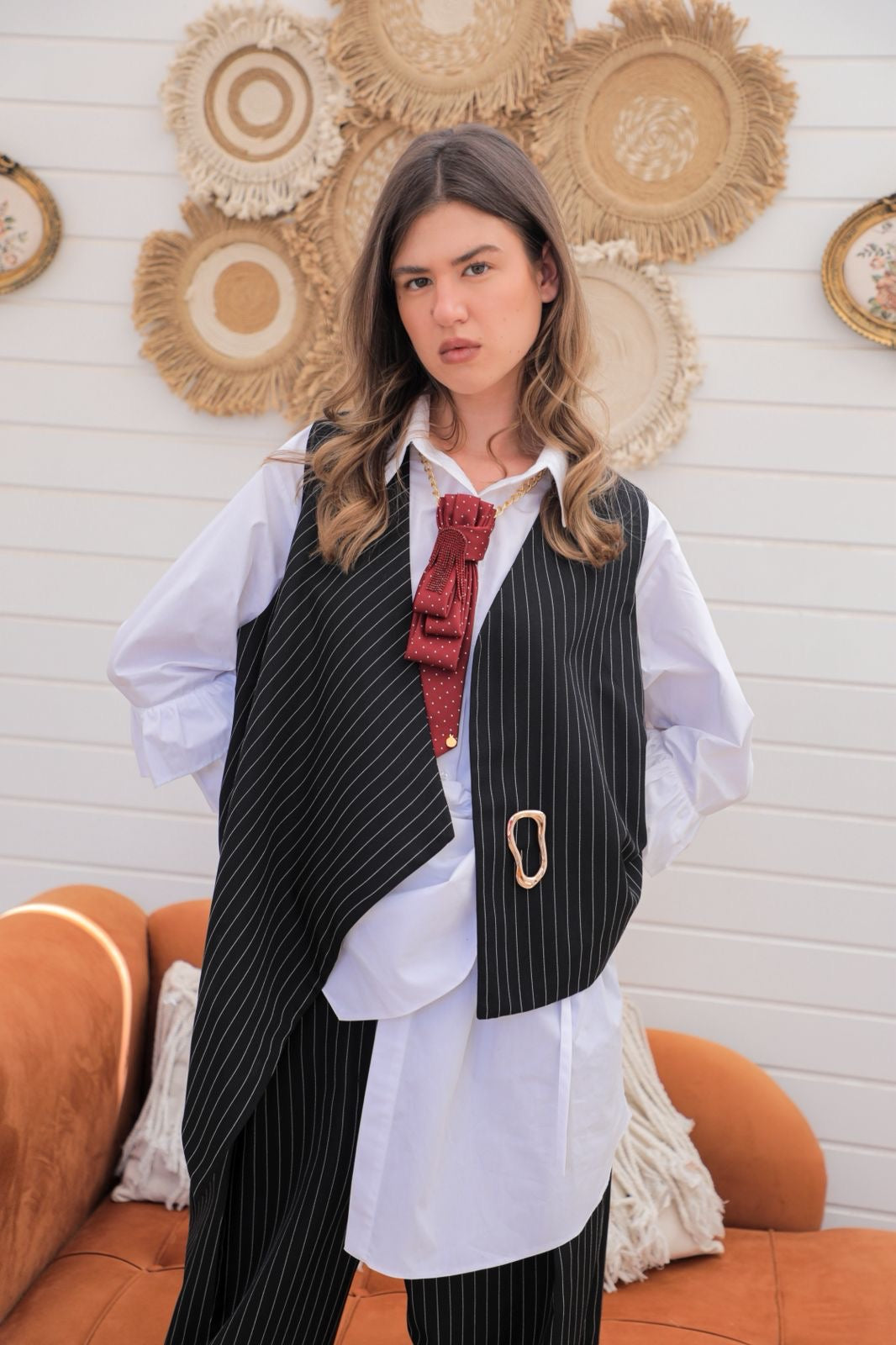 Luna stripped suit black
