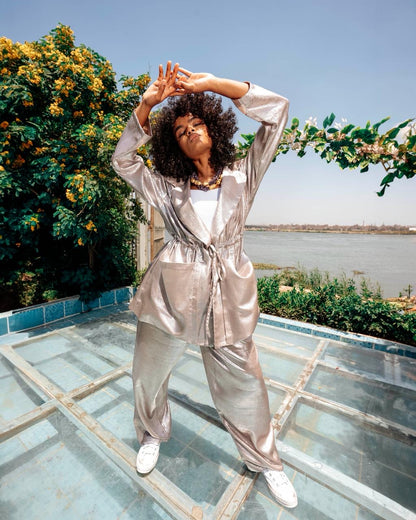 Milan Glimmer Suit – Champagne & Silver Rose