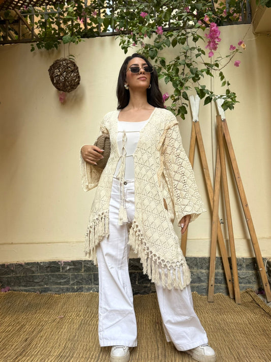 Flora Cotton Crochet Coverup Cardigan