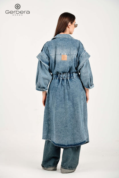 Blue Studded Denim Coat