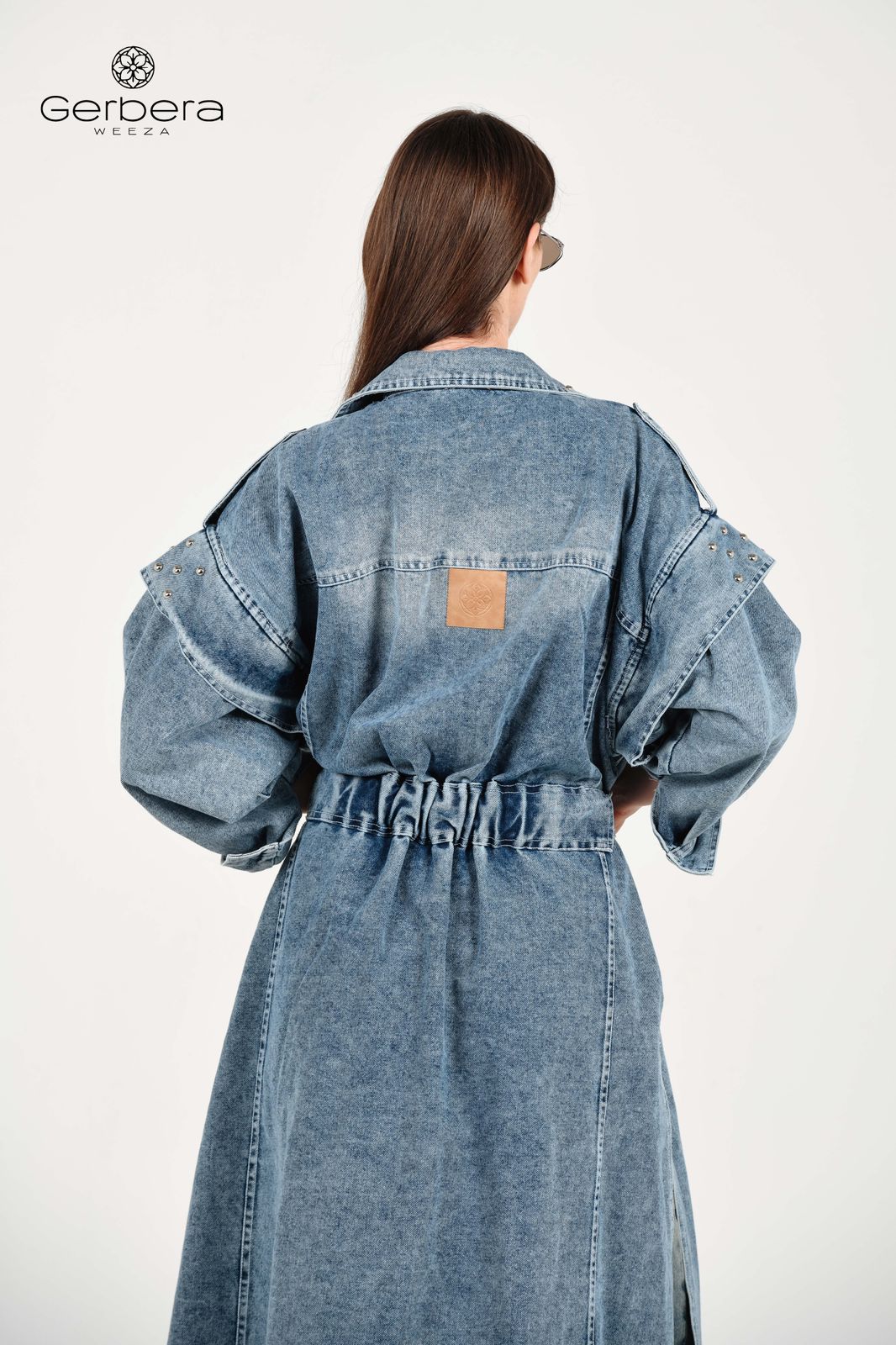 Blue Studded Denim Coat