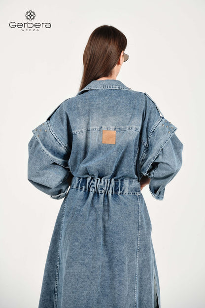 Blue Studded Denim Coat