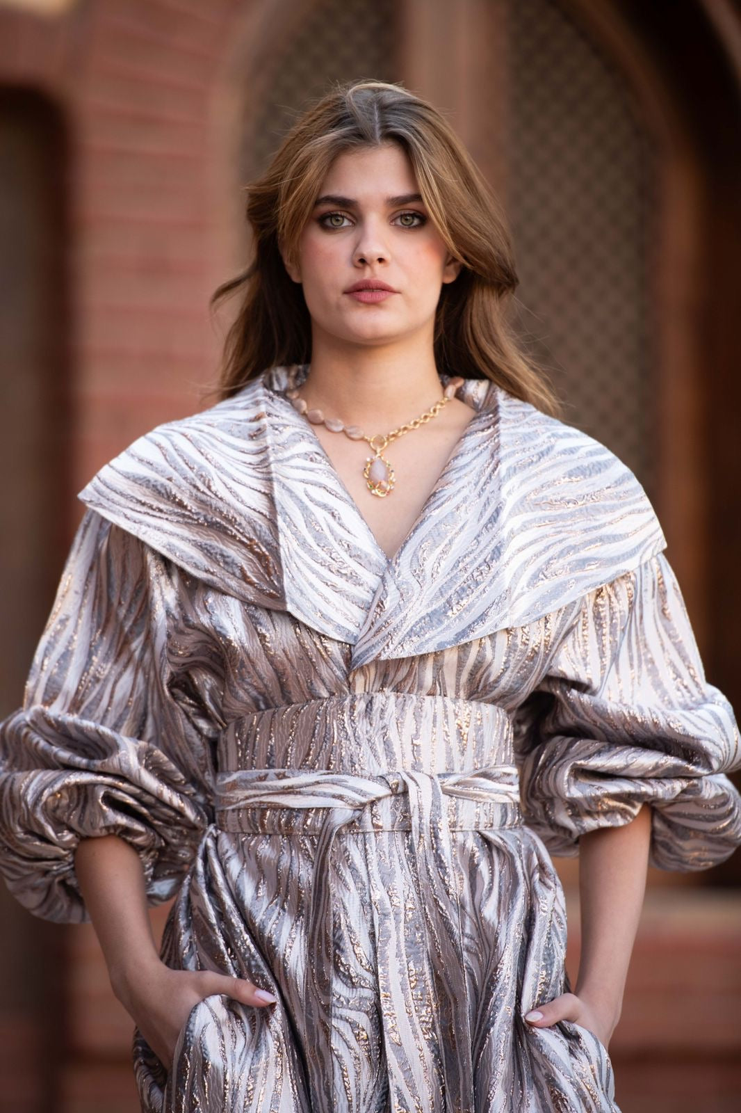 Princess Dress Kaftan in silver.