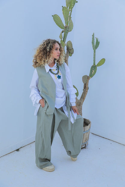 Serein linen set olive