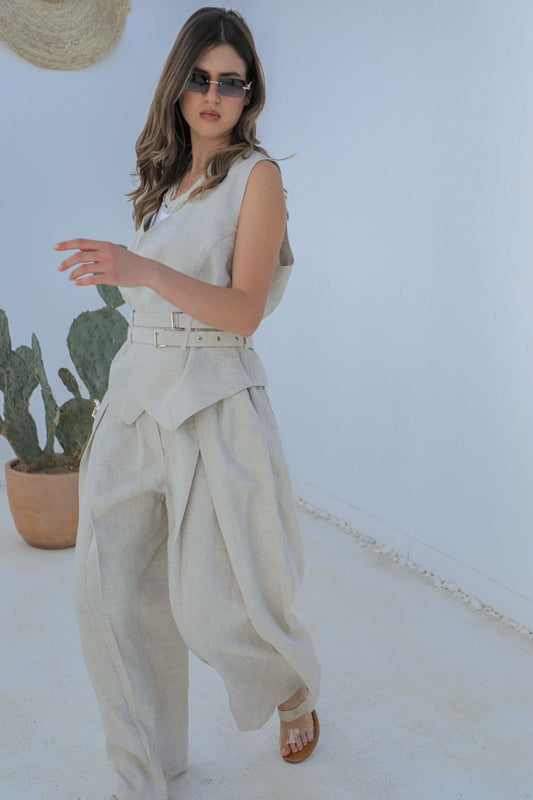 Serein beige linen set