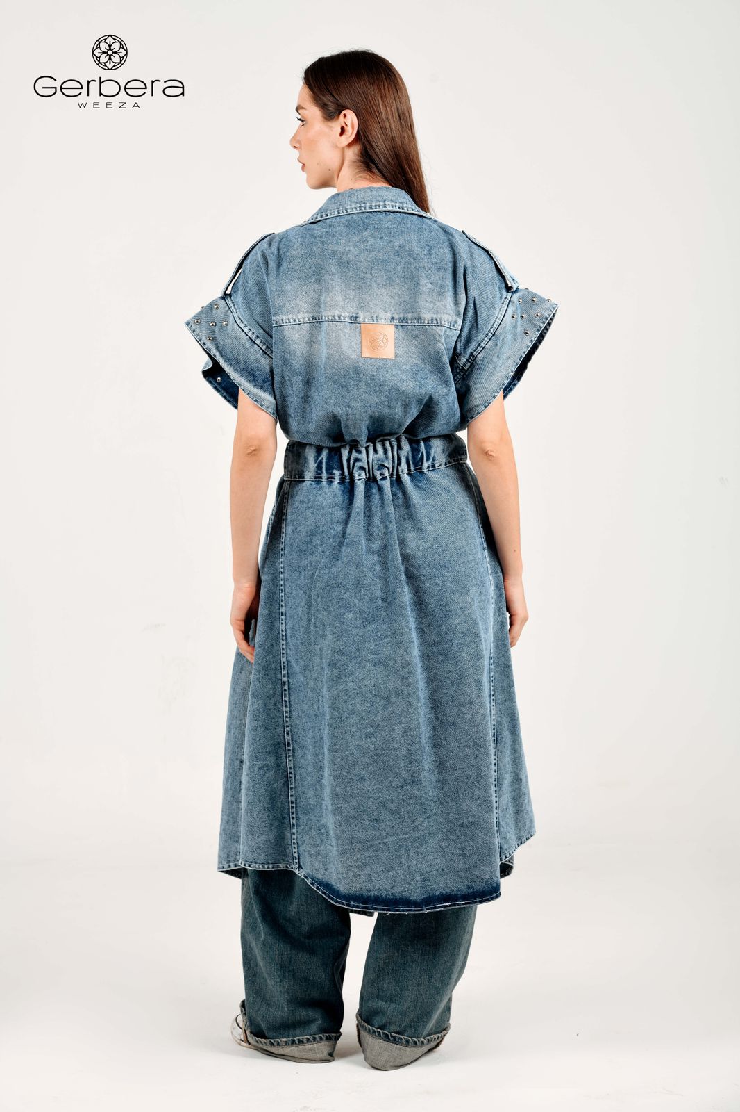 Blue Studded Denim Coat