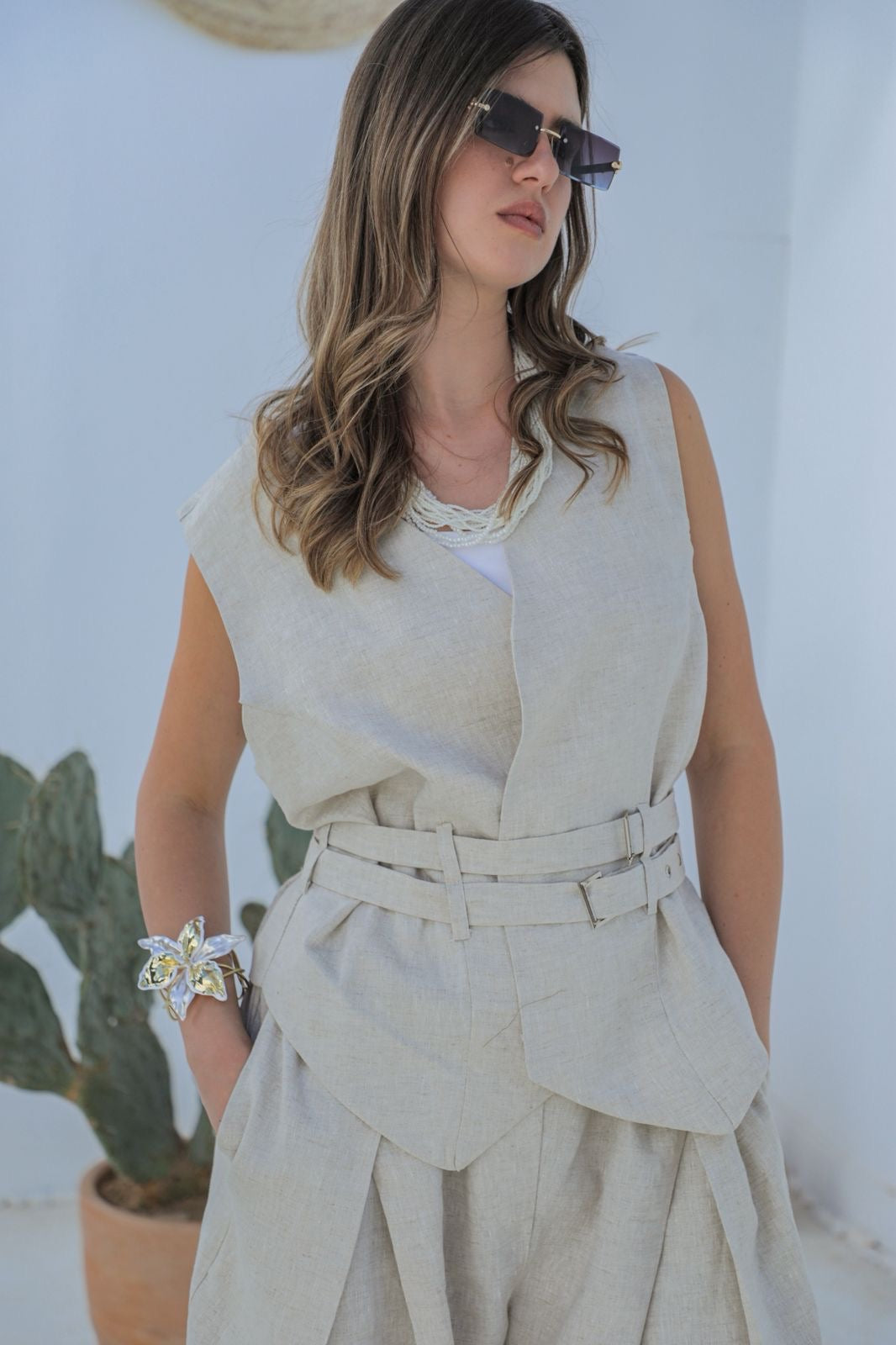Serein beige linen set
