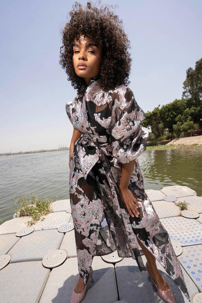 Ginza Spark Dress – Elegant Brocade Organza