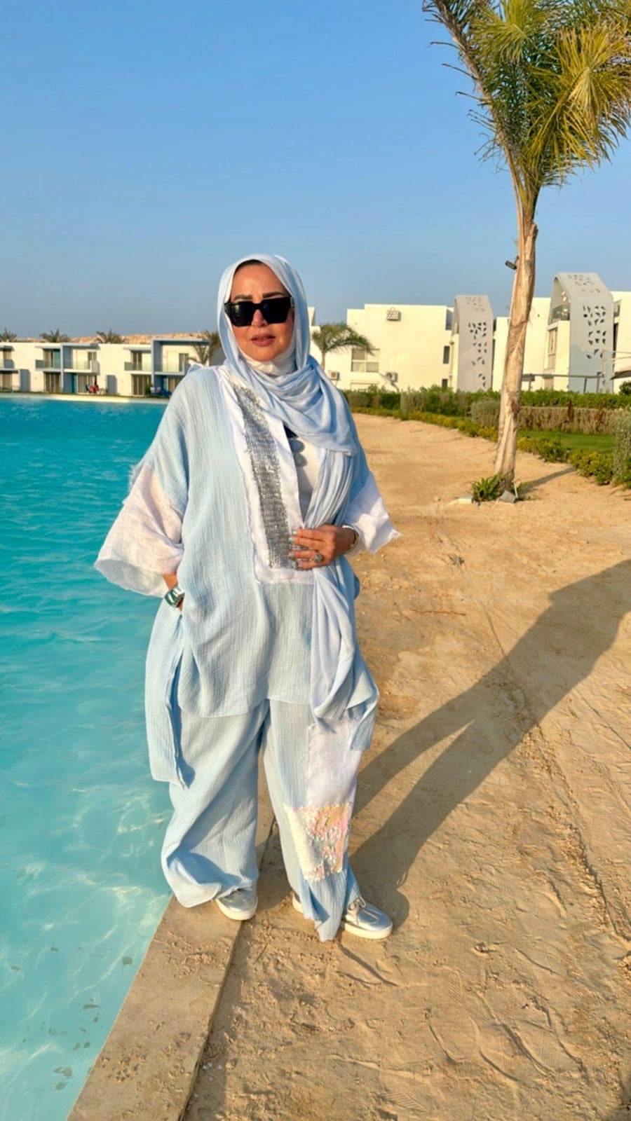 Baby blue linen suit