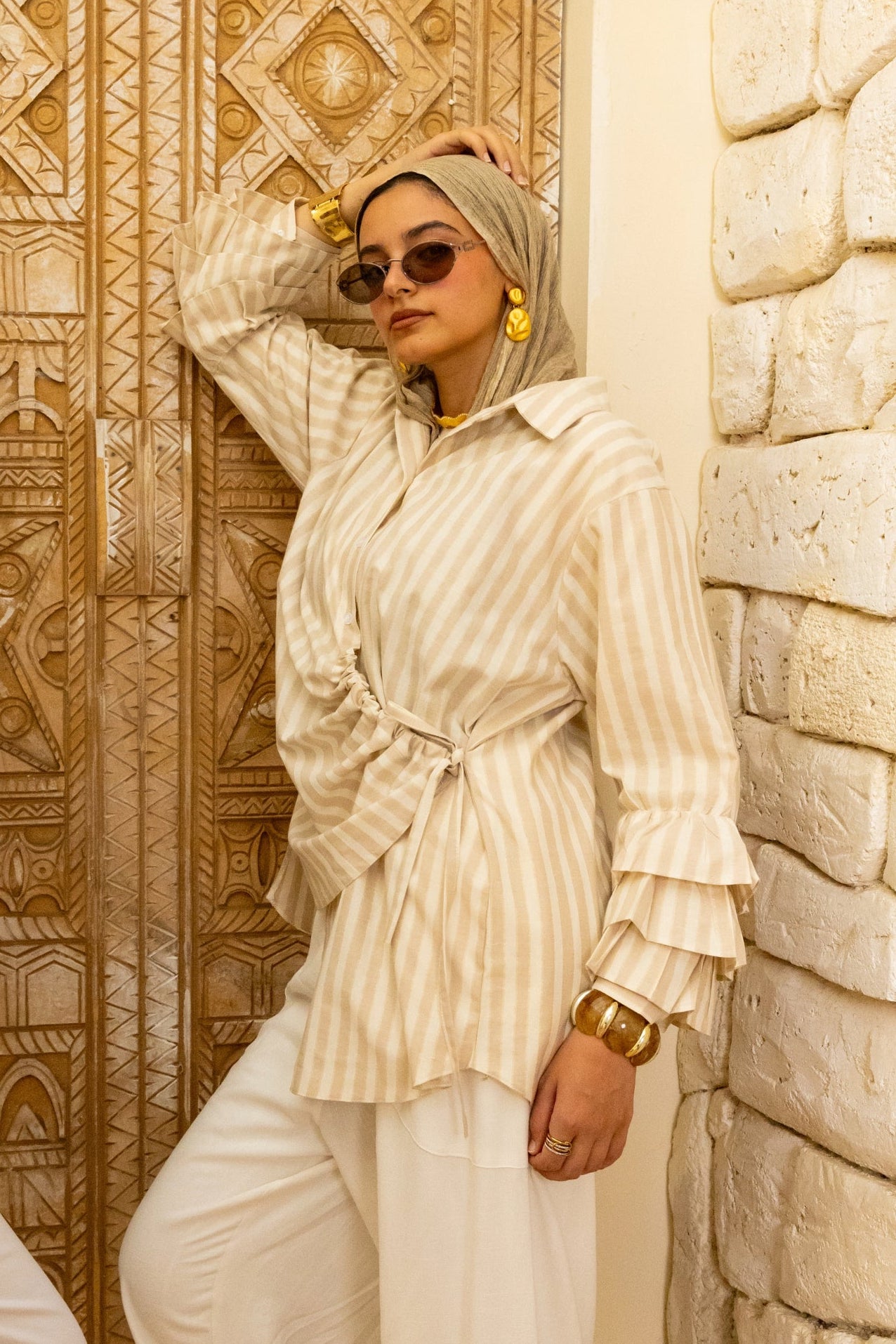 Capri Stripped shirt beige