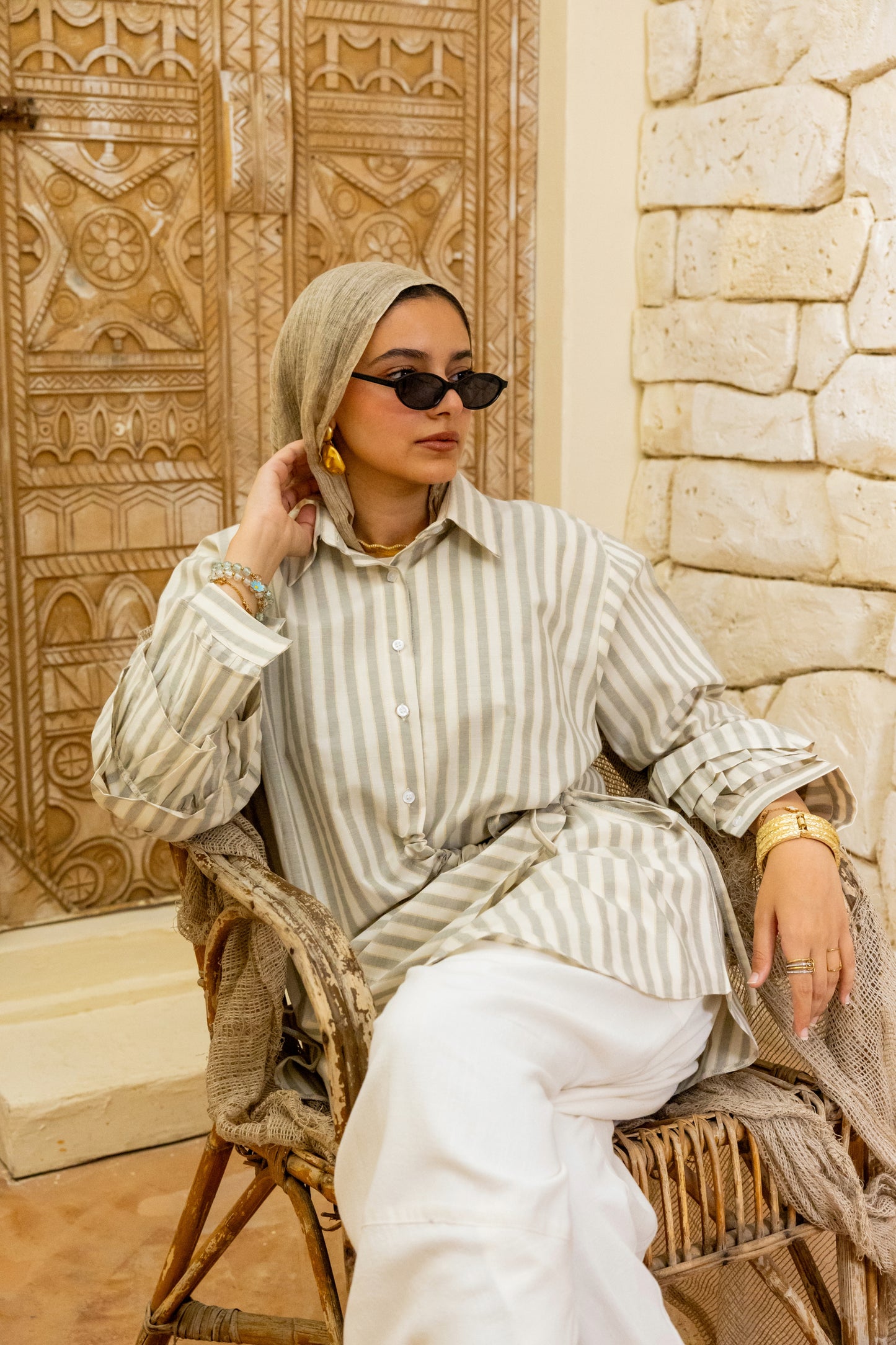 Capri Stripped shirt Olive
