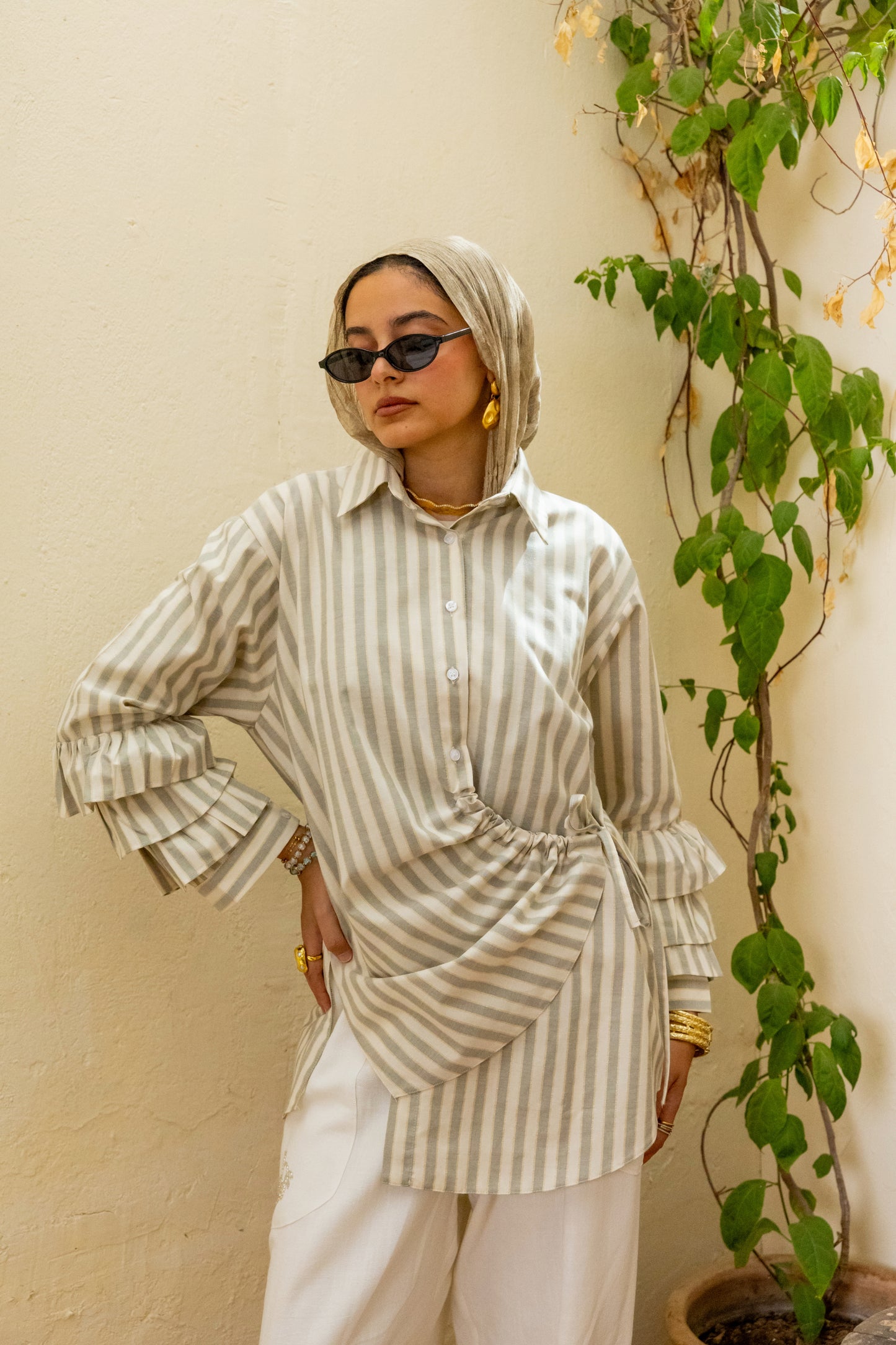 Capri Stripped shirt Olive