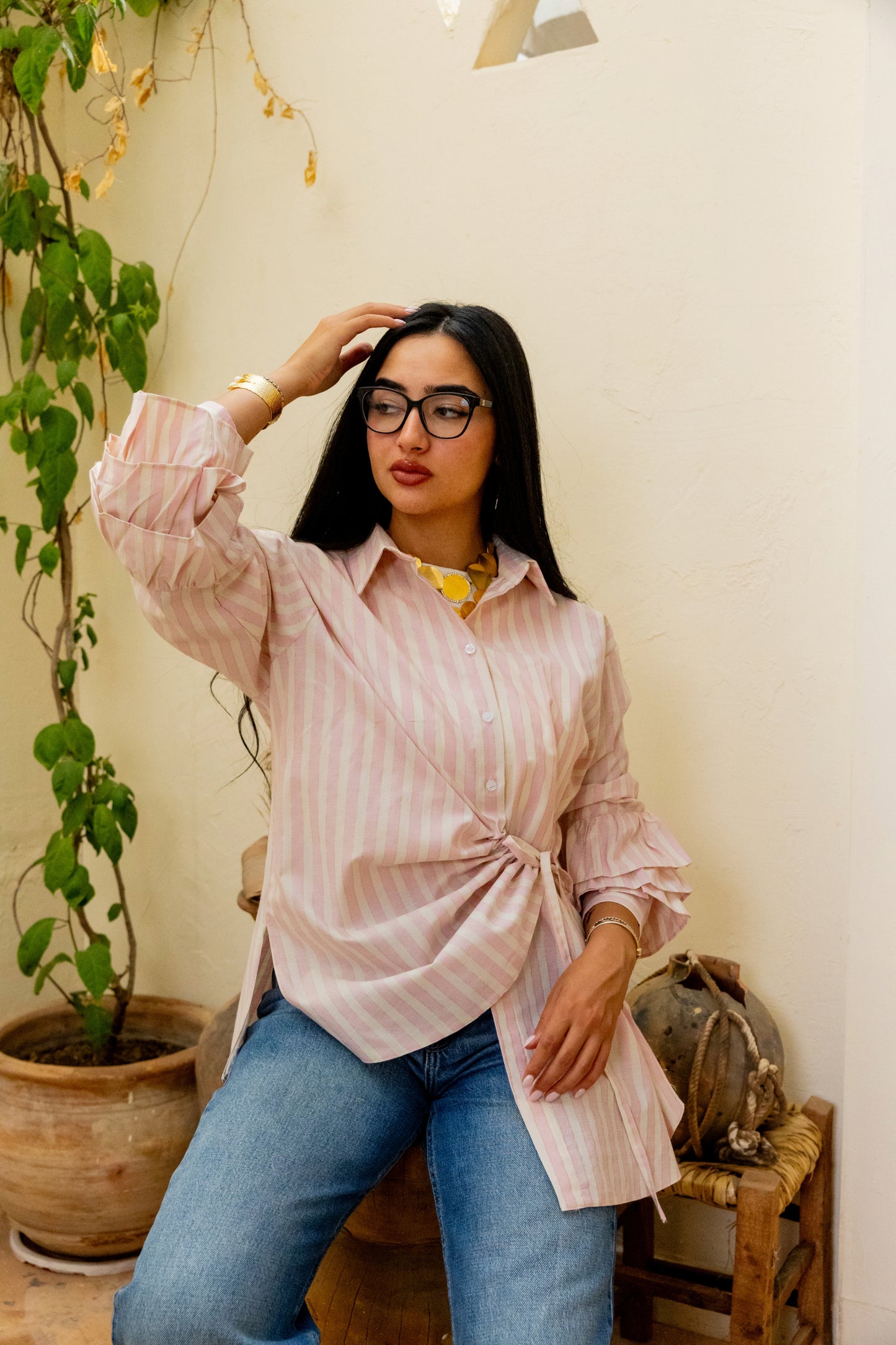 Capri Stripped shirt Rose