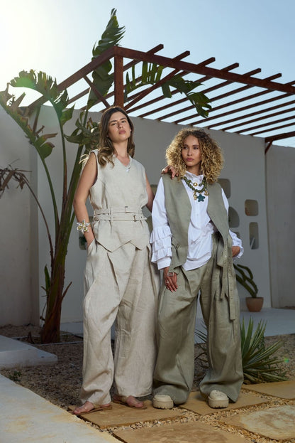 Serein beige linen set