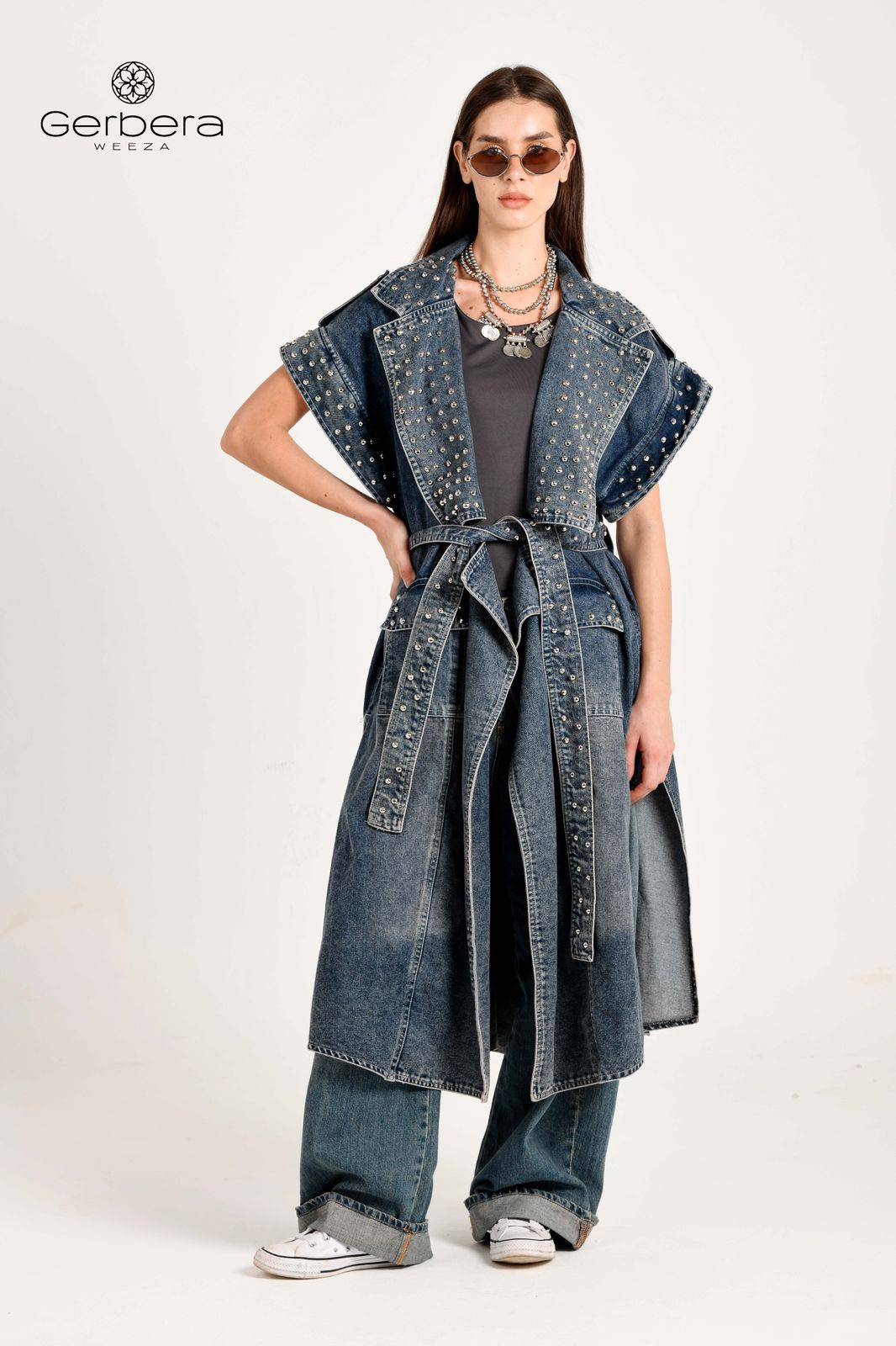 Dirty Blue Studded Denim Coat