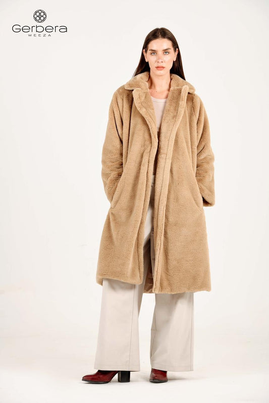 Café Faux Fur Lined Coat – Free Size