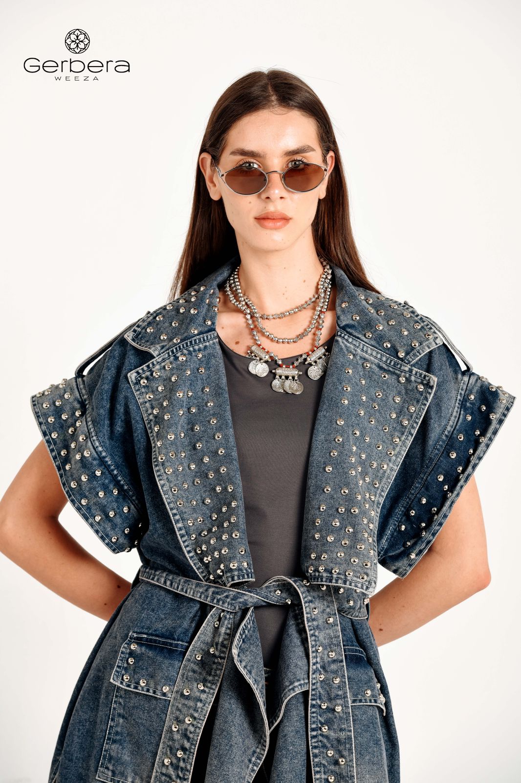 Dirty Blue Studded Denim Coat