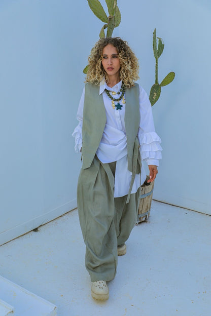 Serein linen set olive