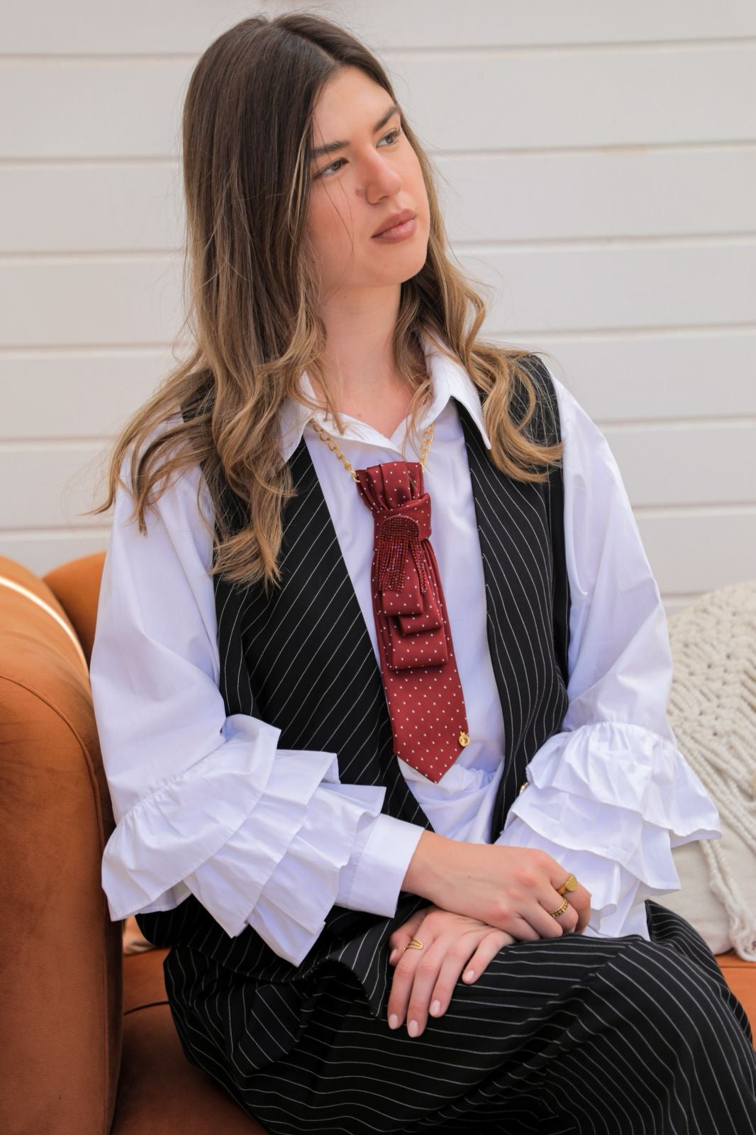 Luna stripped suit black